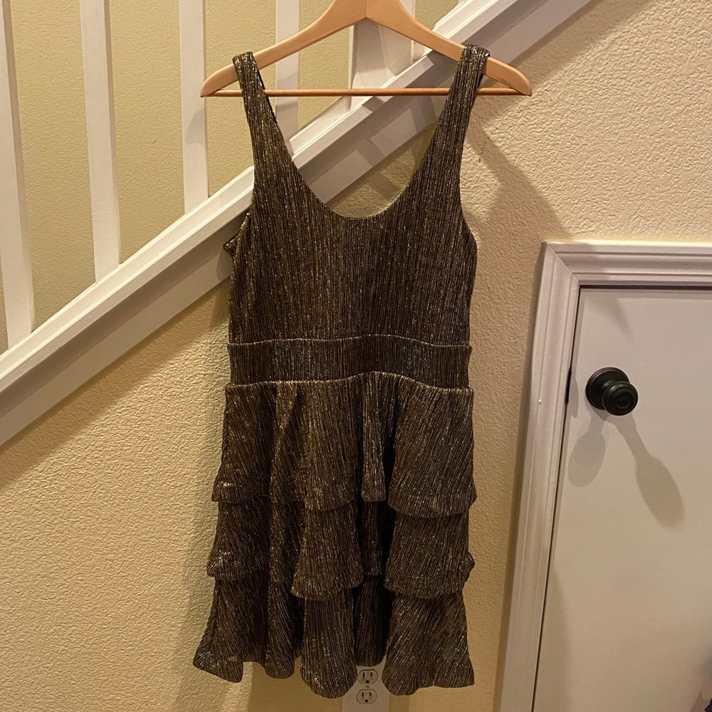 H&M Metallic Tiered Party Dress